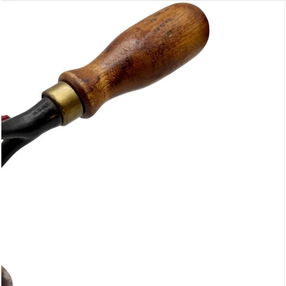 Vintage Hand Crank Eggbeater Drill Red Metal Wood Handle Manual Hand Drill Tool